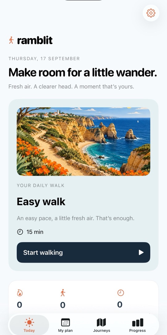 Ramblit: a caminhada do dia, com uma paisagem ilustrada