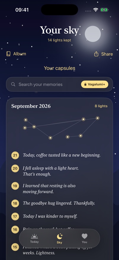 Vagalumi: the sky of memories, with the month’s sentences