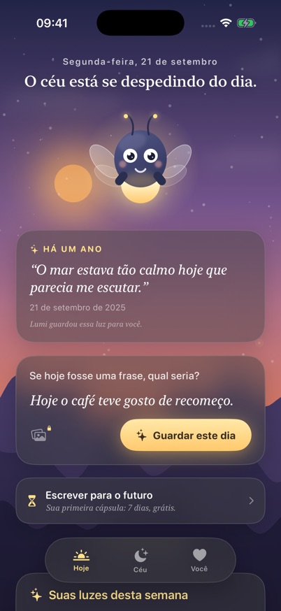 Vagalumi: o Lumi e o espaço para escrever a frase do dia